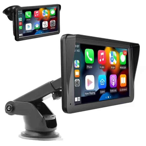 Bilstereo 7\" Touchscreen til bil med trådløs Carplay og Android Auto sort black
