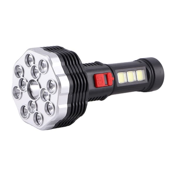 Taktisk lommelykt oppladbar – 9 LED + COB – USB – IP64 – Flere lysmoduser