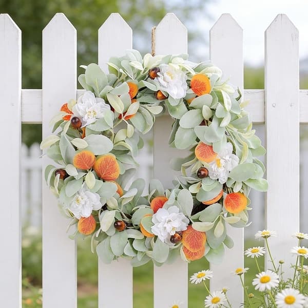 1 stk. 40 cm kunstig blomsterkrans med kaningræs til kunstige blomster