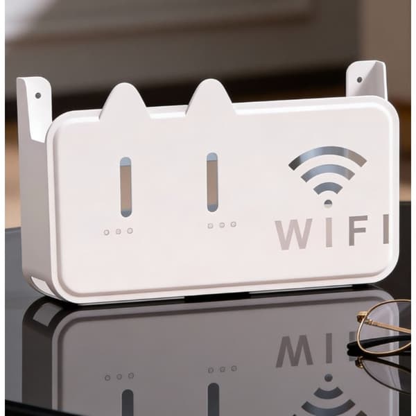 WiFi Router Väggfäste – Ventilerad Väggmonterad Hållare med Dubbla Kabelhål och Förstorad Panel, Passar de Flesta Modeller Rosa Pink