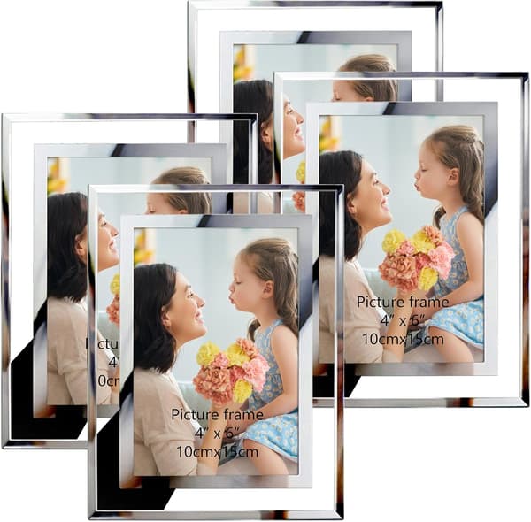 4-pack Fotoramar, 4x6 Tavelramar med Silverspegelglas
