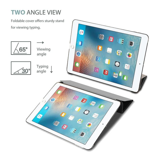 iPad-deksel 9,7 tommer iPad 5/6 iPad Air 1/2 Smart Cover-deksel Svart