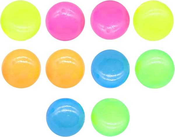 10 stk. Glorbs Bolde, Selvlysende Fluorescerende Stress Vægbolde, Angstlindring (Tilfældig Farve, 4,8 cm)