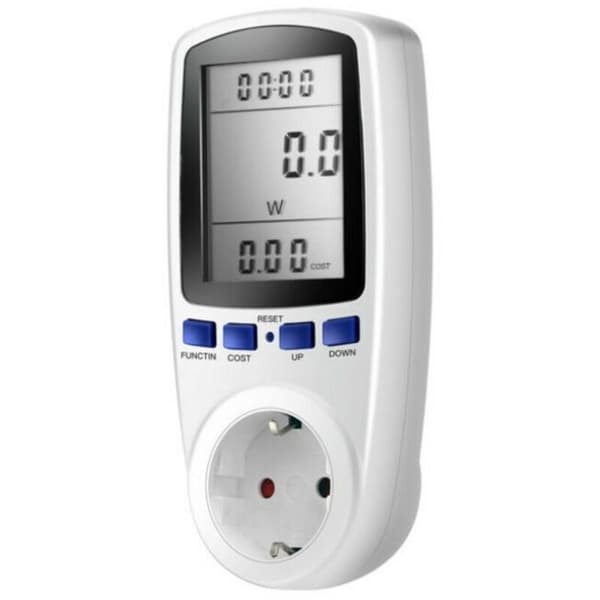Energimåler Wattmeter Socket, Elektrisitetsenergimåler Socket med 7 Moduser, Energimåler med LCD-skjerm for Energisparing, 3680W