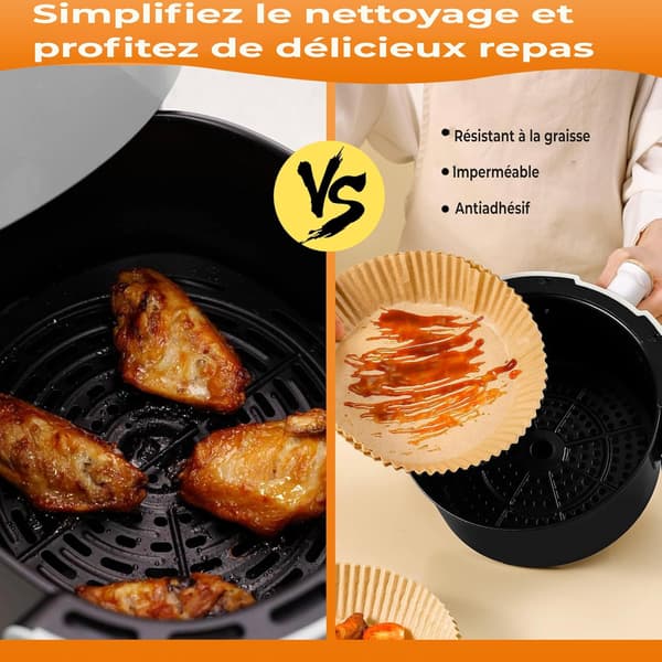 Bagepapir til airfryer (100 ark, 16 cm) — Non-stick bagepapir, velegnet til airfryers