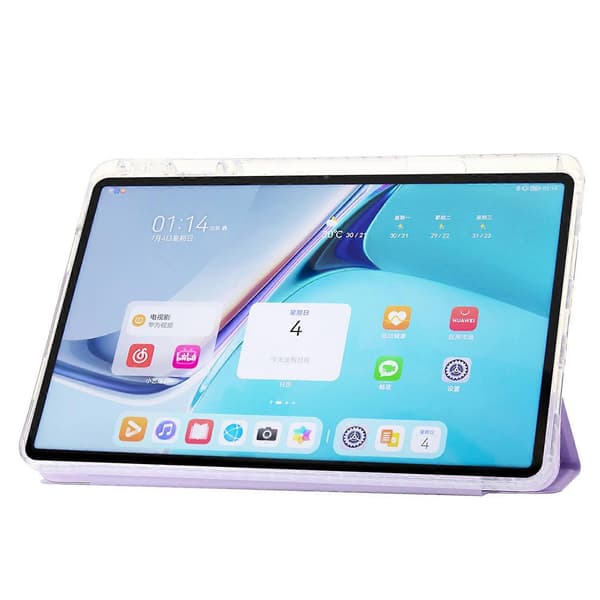 Fodral för Huawei MatePad SE 11, vikbart stativ, läder+TPU+akryl, genomskinligt bakre tablettskydd