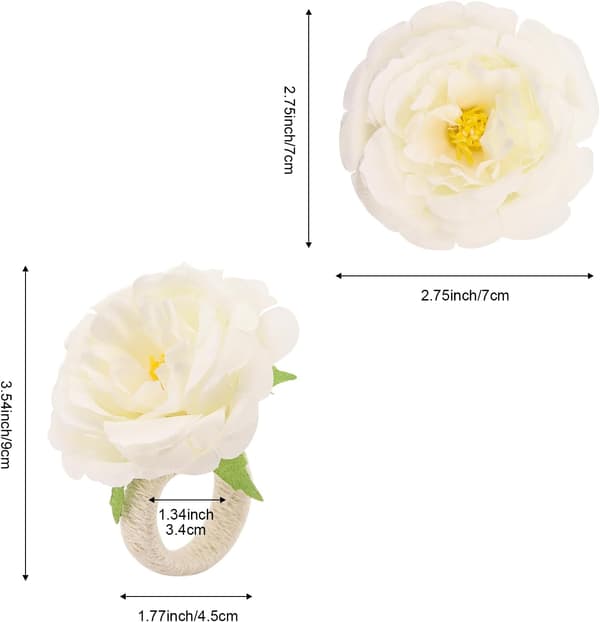 Blomster Servietringe Sæt, 6 Stykker Håndlavede Rose Blomster Servietringe, Bordpynt til Middagsbordet, Servietholder