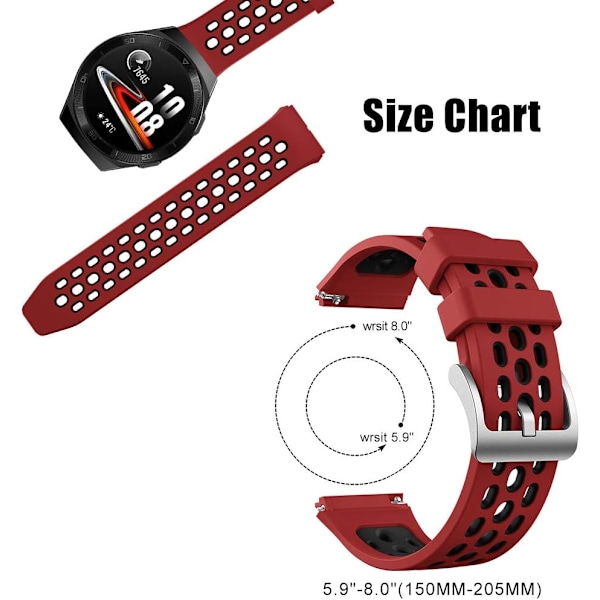 Armband Kompatibelt med Huawei Watch GT2e, Sport Vattentätt Mjukt Silikon Ersättningsarmband - Svart+Röd+Vit
