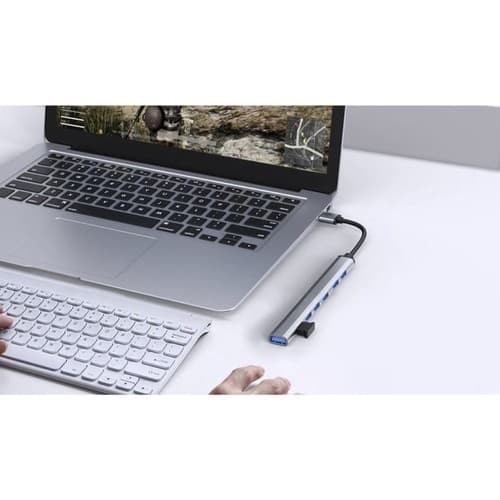 USB-hub 7 porter | USB A til 1x USB 3.2 og 6x USB 2.0 grå gray
