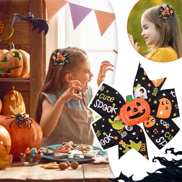 Halloween Grosgrain Bandrosett Hårklämmor, Flickors Party Håraccessoarer