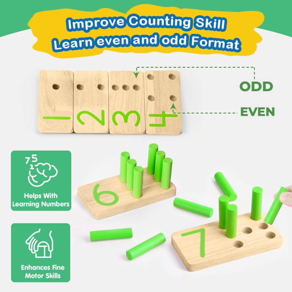Montessori Leksaker Träleksaker Räknestickor Nummer Matematikspel med Förvaringsväska Barnleksaker Presenter för 2-4 Åriga Barn