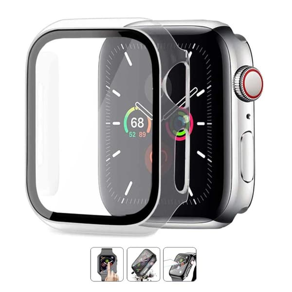 Kotelo Apple Watch 7 45mm kotelo karkaistulla lasilla läpinäkyvä musta black
