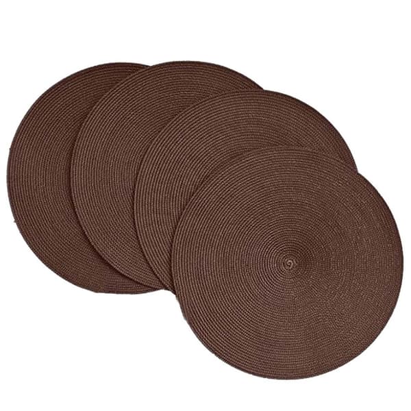 4-pakning flettede runde spisebrikker brun 38cm brun brown