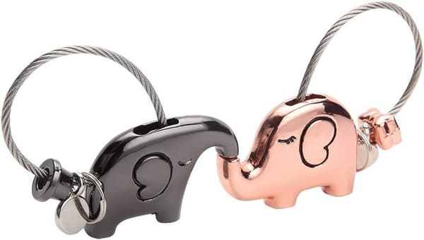Nøkkelring Par Anheng, 1 Par Kyssende Elefant Nøkkelringer