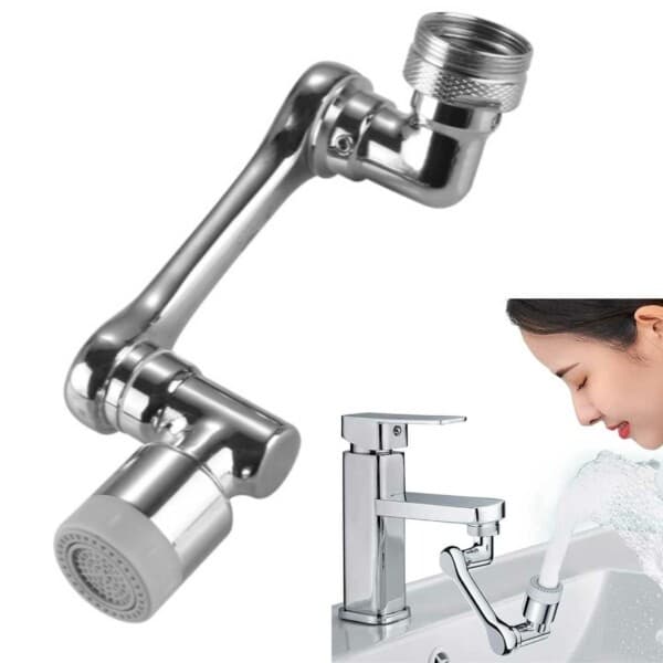 Kranmunstycke - 1080° Roterande Kökskranadapter Metall silver