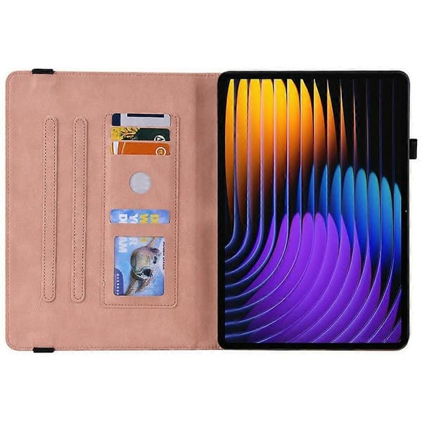 Fodral för Xiaomi Pad 7 Pro/Pad 7 Fjäril Blomma Prägling PU Läder Tablet Skydd med Kortfack
