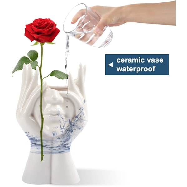 Vit Keramik Ansiktsvas, Kvinnlig Form Huvud Halv Kropp Byst Vasar Boho Feministisk Minimalism Dekorativ Modern Stil Blomvas Style 2