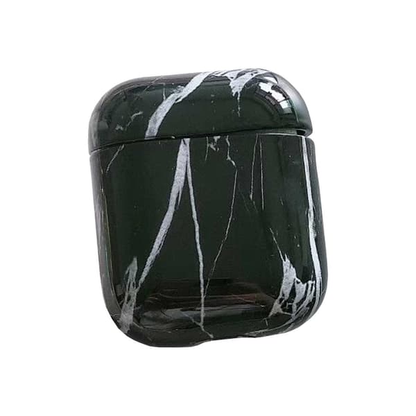 Apple AirPods 1/2 Etui Cover Beskyttelsesetui Sort Marmor Sort black