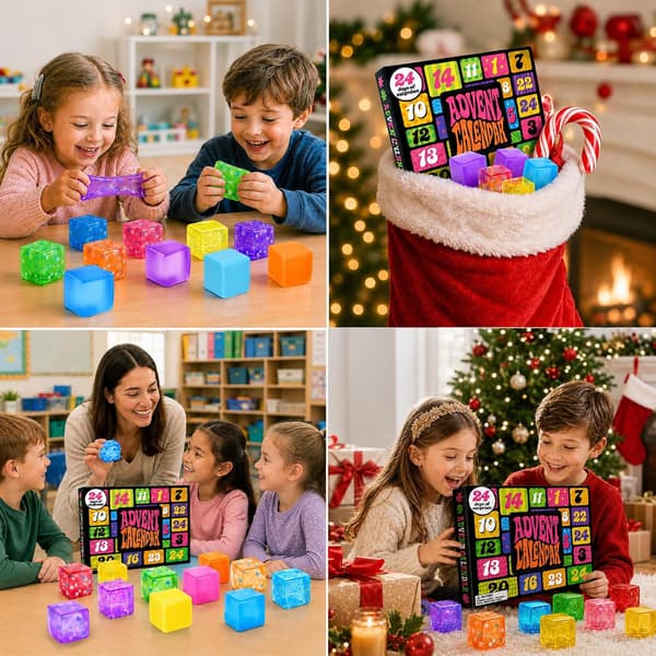 Joulukalenteri kuutio-squishy-lelut, värikäs squishy-stressikuutio