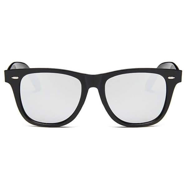 Sorte Wayfarer Solbriller Sølv Spejlglas Sort black