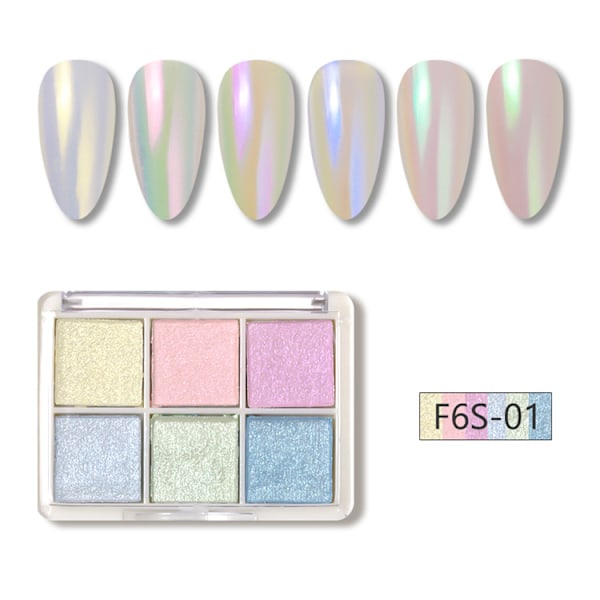 6 Färger Nagelpulver DIY Nageldekoration