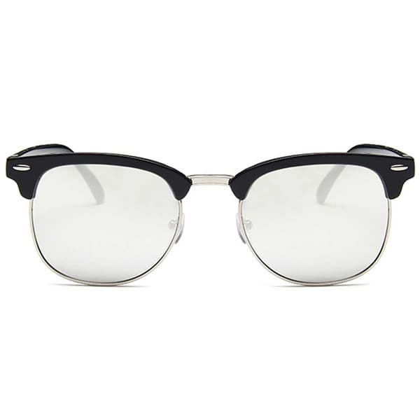 Sorte Clubmaster Solbriller Sølv Spejlglas Sort black