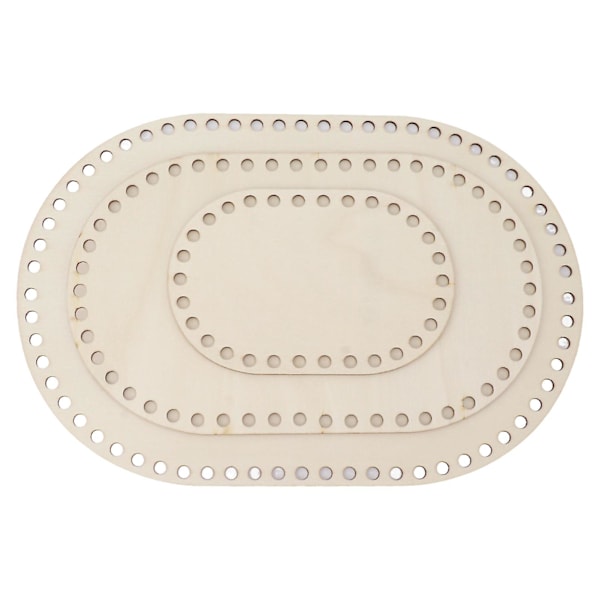 3 st Träkorgbotten Oval Blank Solid Virkad Korg Träbas för DIY Korgvävningstillbehör Hantverk