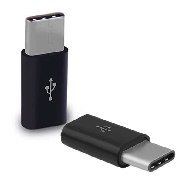Android Micro USB til USB C OTG Adapter sort black