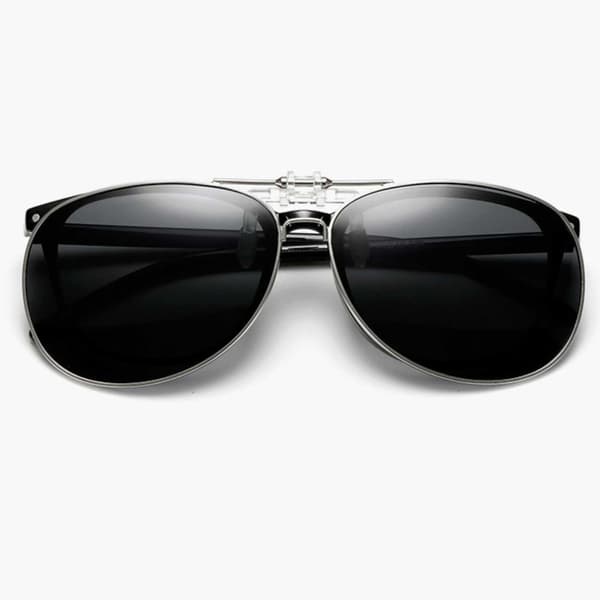 Flip-Up Polarized Pilot Clip-On Solbriller Metal Blå blå blue