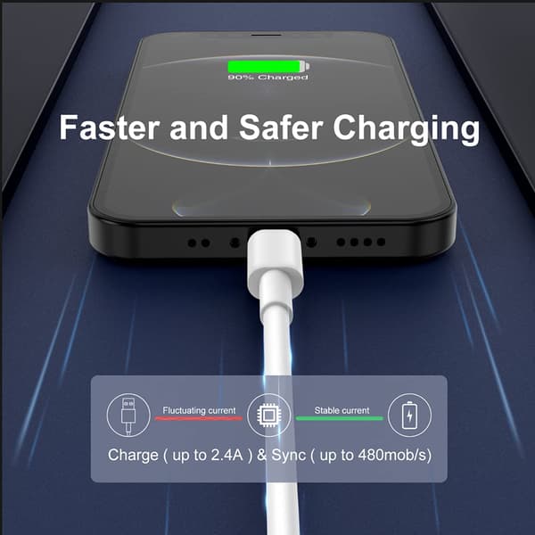 [2-pack] 2 m Apple MFi-certifierad iPhone-laddningskabel, 2 meter för iPhone 14/13/12/11/11 Pro/11 Pro Max/X/XS Max/8/7/6/5/iPad