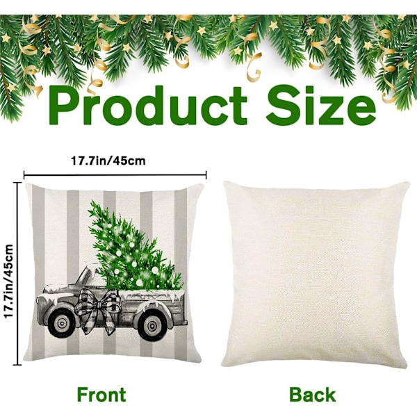 Jul Kuddfodral, 45 x 45 cm Set med 4 Grå Jul Kuddöverdrag Bondgård Vinter Fyrkantigt Kuddfodral