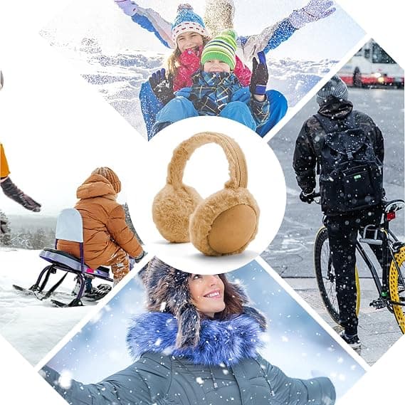 Ørevarmer Vinter Foldbar Varm Ørevarmer Pels Ørevarmere Varmere til Kvinder Piger Brun