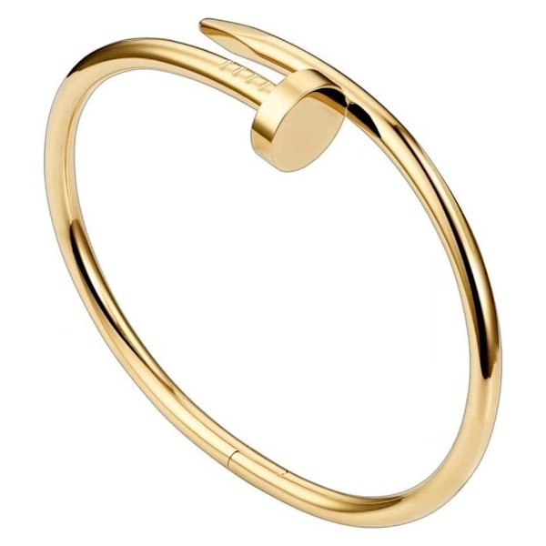 Armband i rostfritt stål med moderiktiga nagelhuvud, slät yta gold