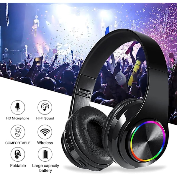 Bluetooth Hörlurar Over Ear, Vikbara Lätta Trådlösa Hörlurar