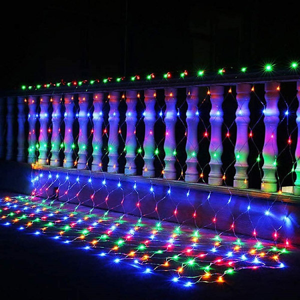 3M x 2M Nätlampor Utomhus Julnätlampor för Buskar Plug-in, 200LED Julträdgårdsljus Vattentäta (Kallvit)