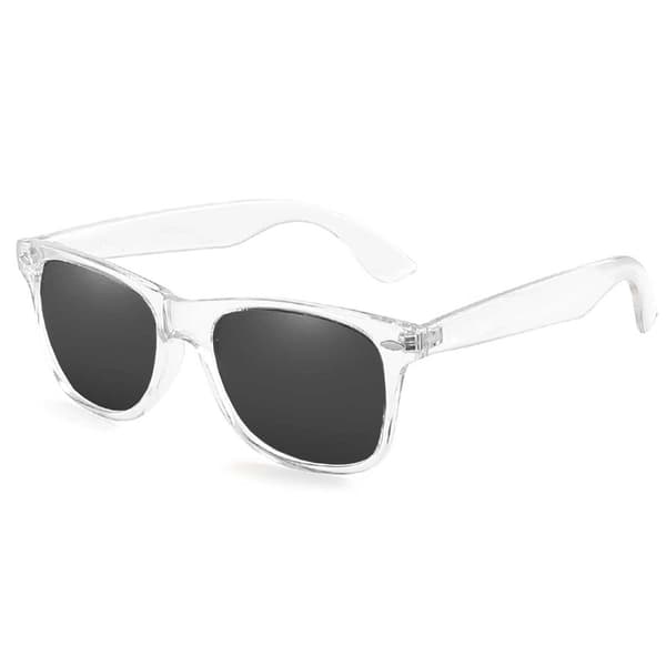 Läpinäkyvät Wayfarer-aurinkolasit mustilla linsseillä transparent
