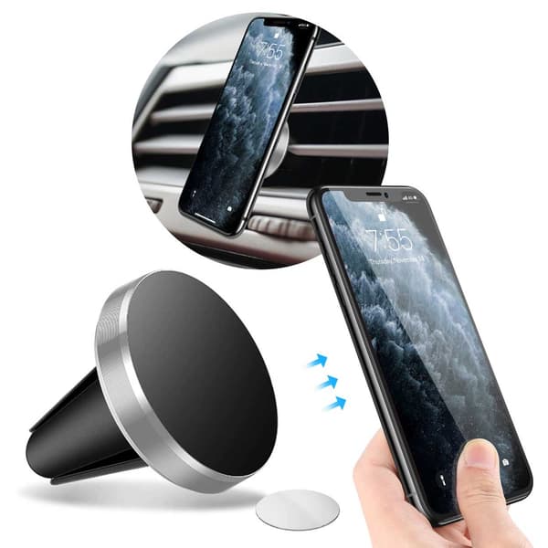 Magnet Mobiltelefonholder til bilens ventilationsgitter Bilholder Sølv silver