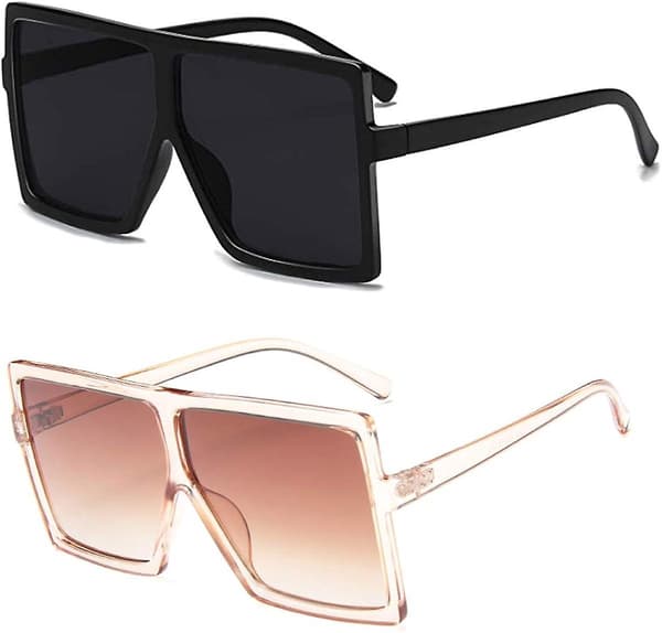 Oversized firkantede solbriller til kvinder, flad top, mode shades