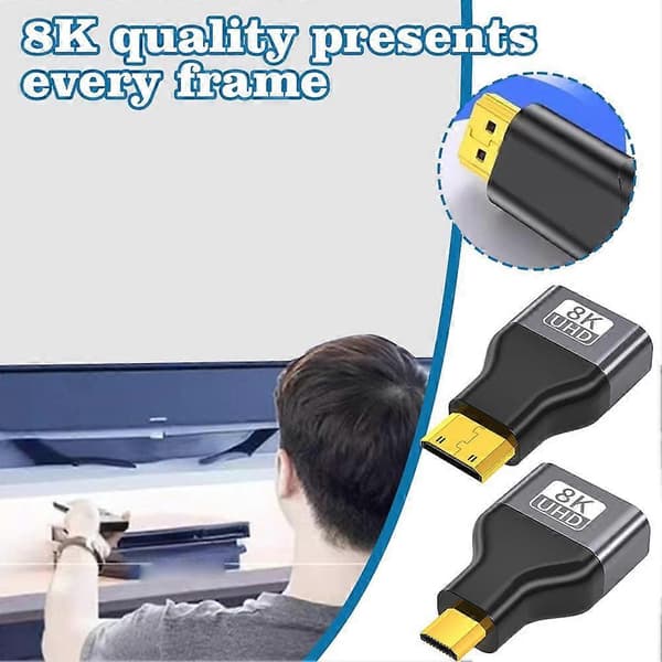Kannettava PVC-videoadapteri Micro Mini HDMI - HDMI 8K, erilaisia näyttötyyppejä For Mini HD
