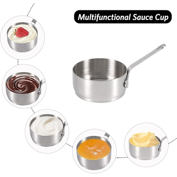 Sauceskåle i rustfrit stål - Mini krydderiskåle med håndtag (2 stk, 100 ml)
