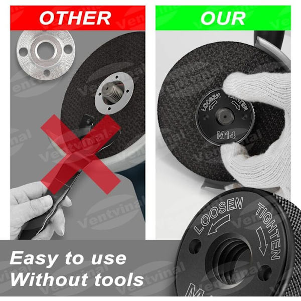 SDS Clic M14 hurtigmutter, for alle AEG, Black & Decker, Dewalt, Flex vinkelslipere (1 strammemutter), svart