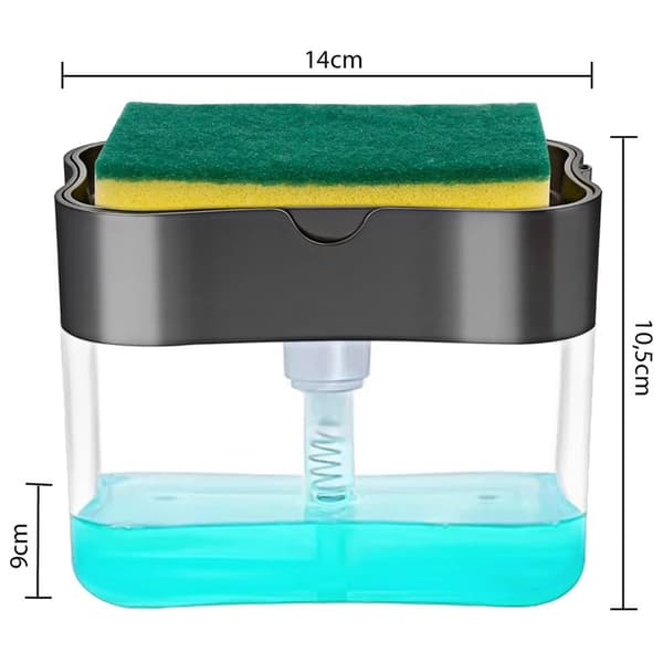 Oppvaskmiddeldispenser og svampholder grå gray