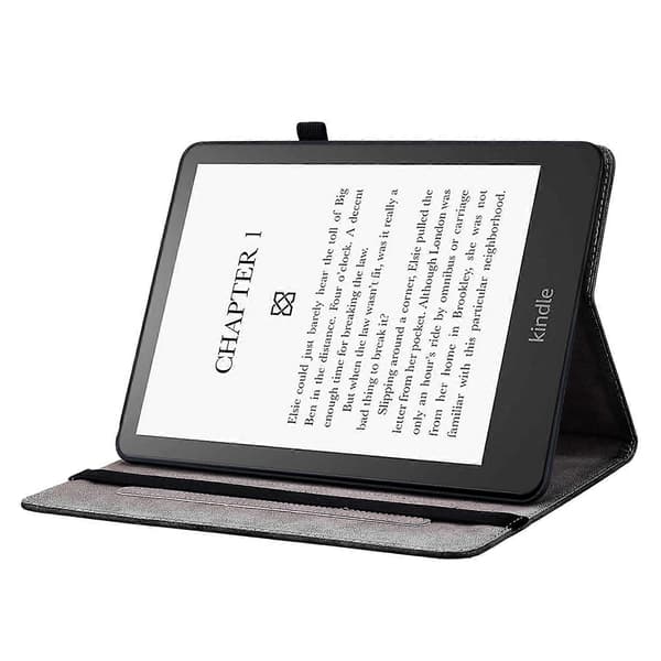Läderfodral med mönster och stativ för Amazon Kindle Paperwhite (2024) med kortfack