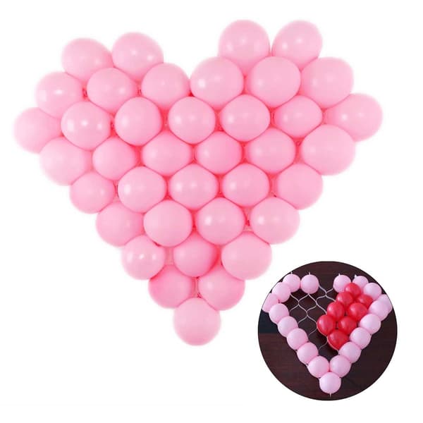 Pink ballonhjerte - Ballonnet hjerteformet med lyserøde balloner pink