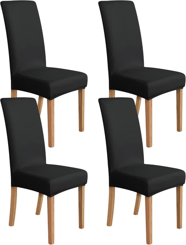 Stretch Spisebordstol Trekk, Sett med 4, Mørk Grå