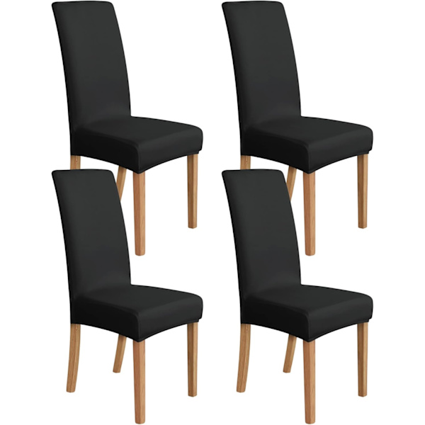 Stretch Stolskydd för Matbord, Set om 4, Mörkgrå