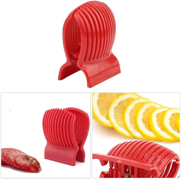 Tomatkutter Slitesterk Grønnsakskutter Multifunksjonell Rund Frukttangholder for Kiwi, Løk, Sitron