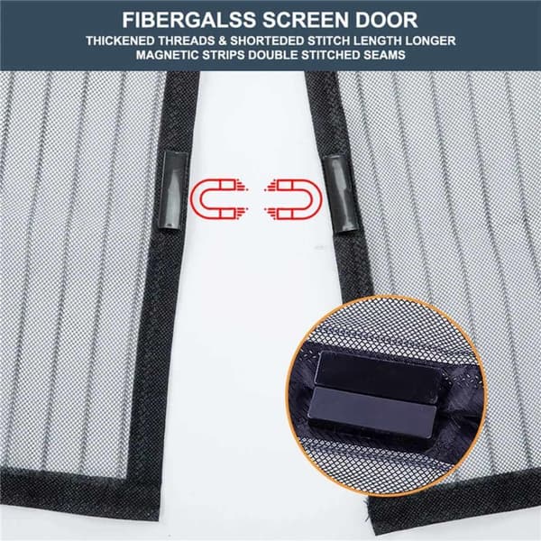 Myggenet til dør med velcro og magnetlås 210x100cm Sort sort black