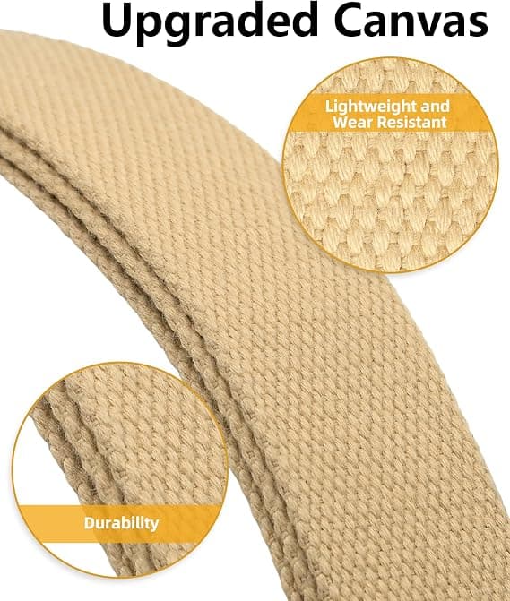 1 STK 110CM Webbing Bælte, Justerbart Åndbart Lærredsbælte Uden Huller Justerbart Design Casual Bælte Khaki Khaki 110cm