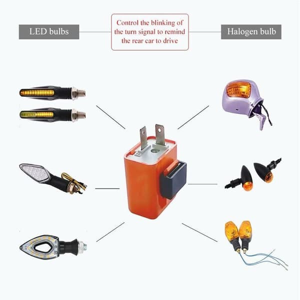 2 stk. 12V 2-benet orange blinkrelæ justerbart indikatorrelæ til motorcykel scooter blinklys LED blinkrelæ